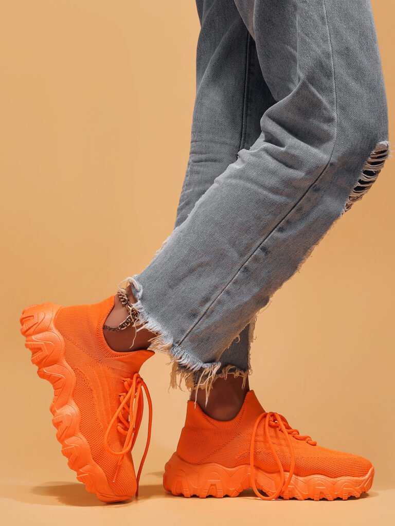 Shunnian model 5701 orange sneaker colorway, size 36-44